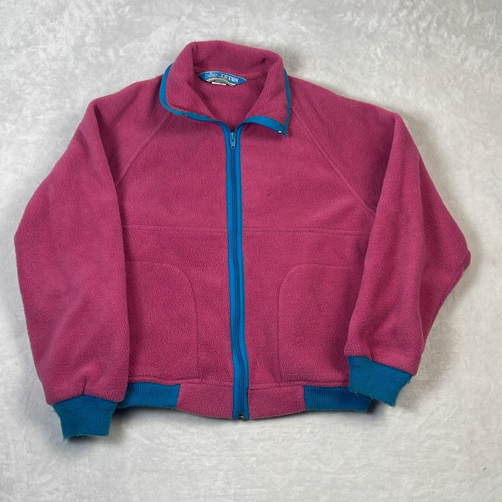 Woolrich Teton Men's Pink Fleece Jacket Size M Full Zip Vintage 90s Made in USA
